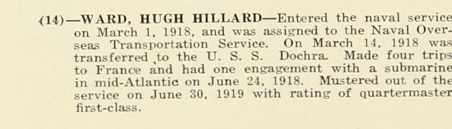 HUGH HILLARD WARD WWI Veteran