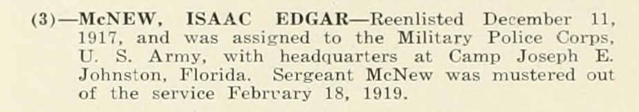 ISAAC EDGAR McNEW WWI Veteran