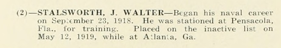 J WALTER STALSWORTH WWI Veteran
