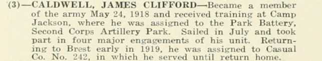 JAMES CLIFFORD CALDWELL WWI Veteran