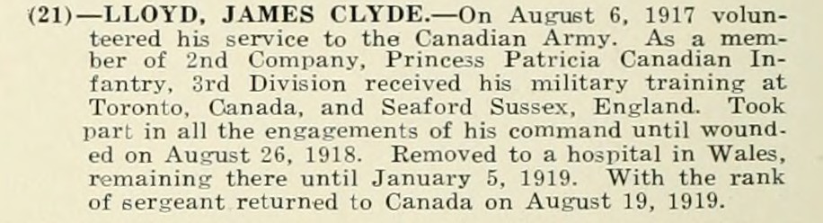 JAMES CLYDE LLOYD WWI Veteran
