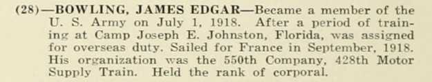 JAMES EDGAR BOWLING WWI Veteran