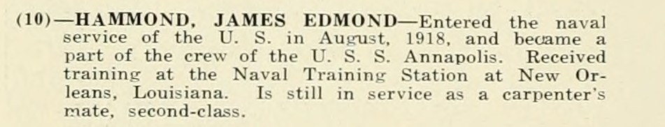 JAMES EDMOND HAMMOND WWI Veteran