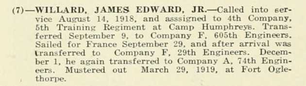 JAMES EDWARD WILLARD JR WWI Veteran