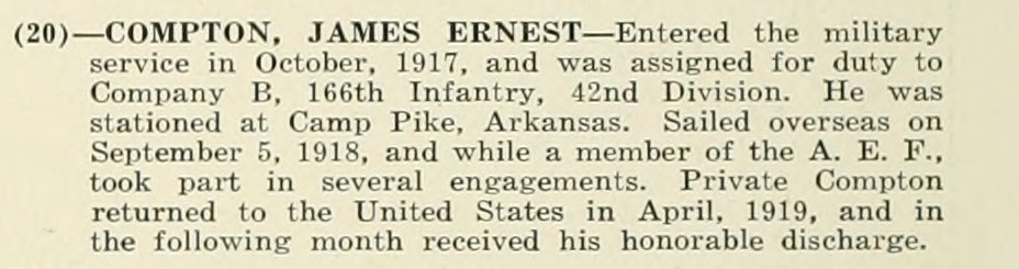 JAMES ERNEST COMPTON WWI Veteran