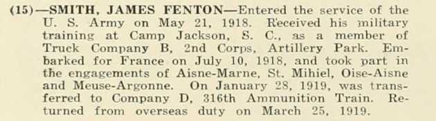 JAMES FENTON SMITH WWI Veteran