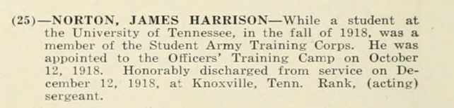 JAMES HARRISON NORTON WWI Veteran