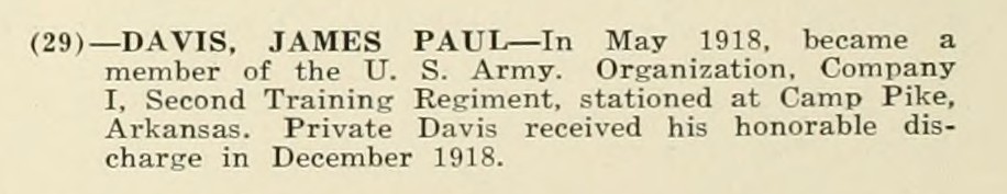 JAMES PAUL DAVIS WWI Veteran