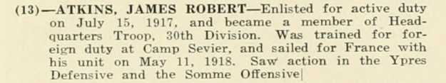 JAMES ROBERT ATKINS WWI Veteran