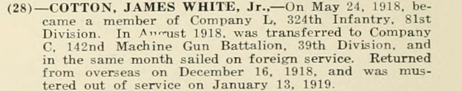 JAMES WHITE COTTON Jr WWI Veteran