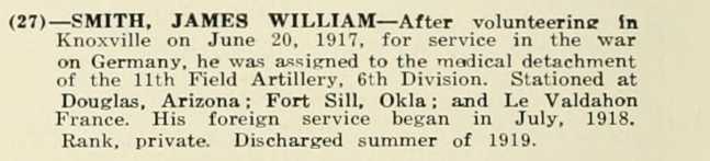 JAMES WILLIAM SMITH WWI Veteran