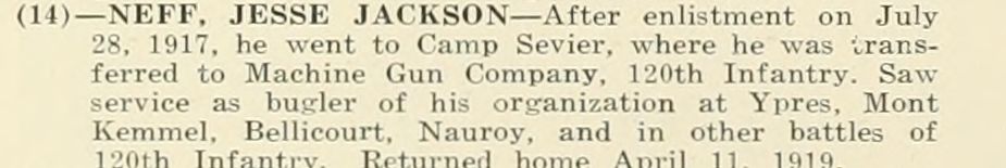 JESSE JACKSON NEFF WWI Veteran