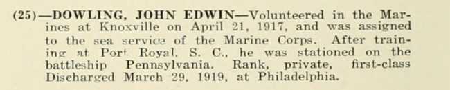 JOHN EDWIN DOWLING WWI Veteran