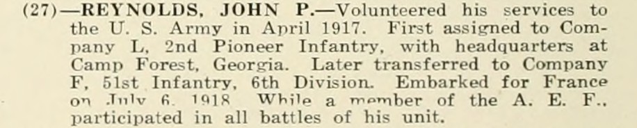 JOHN P REYNOLDS WWI Veteran