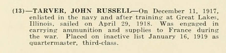 JOHN RUSSELL TARVER WWI Veteran