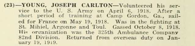 JOSEPH CARLTON YOUNG WWI Veteran