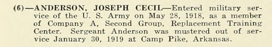 JOSEPH CECIL ANDERSON WWI Veteran