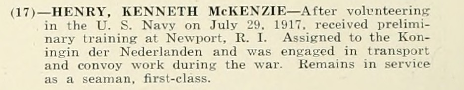 KENNETH McKENXIE HENRY WWI Veteran