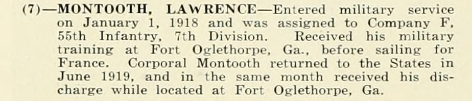 LAWRENCE MONTOOTH WWI Veteran
