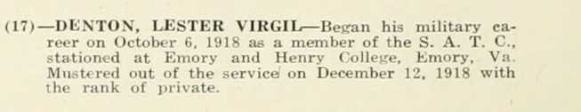 LESTER VIRGIL DENTON WWI Veteran