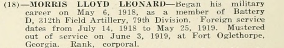 LLOYD LEONARD MORRIS WWI Veteran