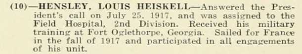 LOUIS HEISKELL HENSLEY WWI Veteran