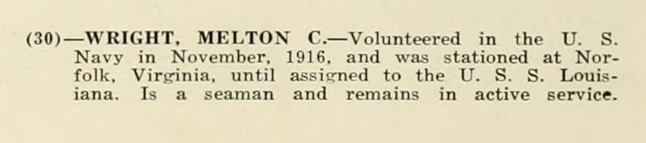 MELTON C WRIGHT WWI Veteran