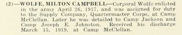 MILTON CAMPBELL WOLFE WWI Veteran