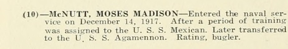 MOSES MADISON McNUTT WWI Veteran