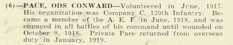 ODS CONWARD PACE WWI Veteran