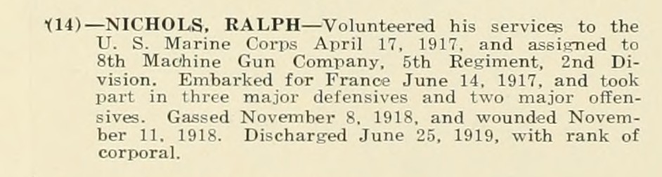 RALPH NICHOLS WWI Veteran