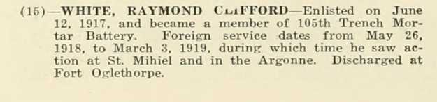 RAYMOND CLIFFORD WHITE WWI Veteran