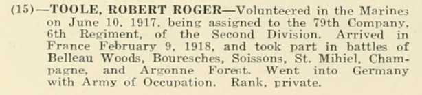 ROBERT ROGER TOOLE WWI Veteran