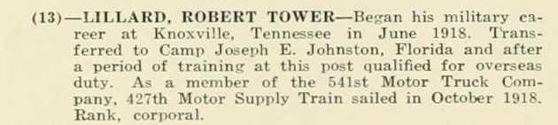 ROBERT TOWER LILLARD WWI Veteran