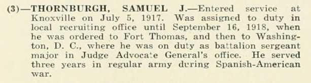 SAMUEL J THORNBURGH WWI Veteran