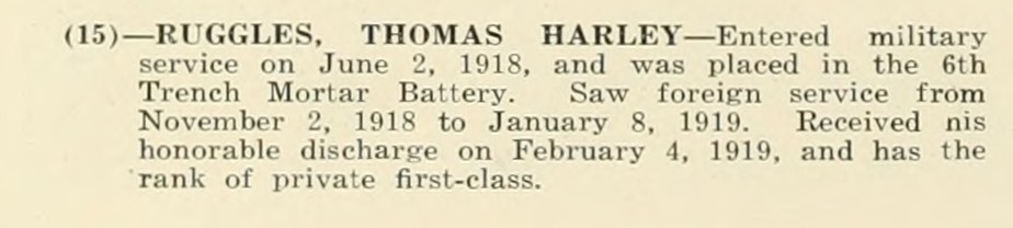 THOMAS HARLEY RUGGLES WWI Veteran