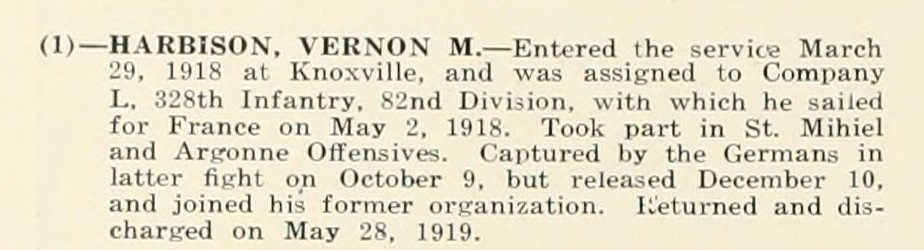 VERNON M HARBISON WWI Veteran