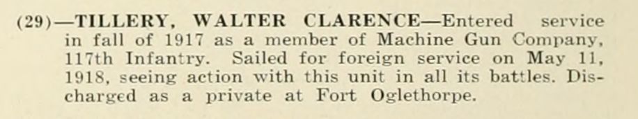 WALTER CLARENCE TILLERY WWI Veteran