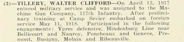 WALTER CLIFFORD TILLERY WWI Veteran