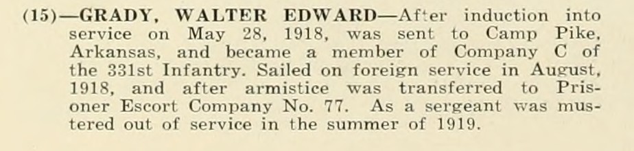 WALTER EDWARD GRADY WWI Veteran