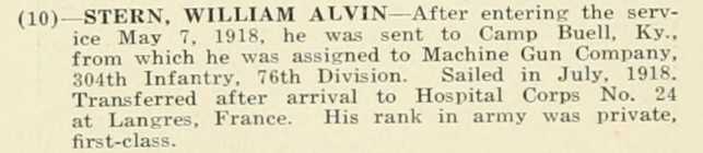 WILLIAM ALVIN STERN WWI Veteran