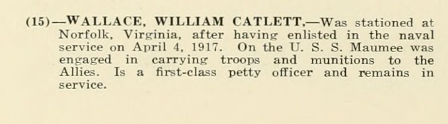 WILLIAM CATLETT WALLACE WWI Veteran