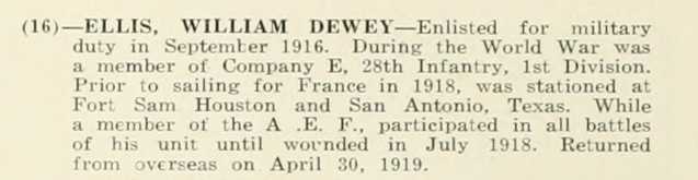 WILLIAM DEWEY ELLIS WWI Veteran