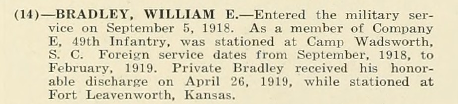 WILLIAM E BRADLEY WWI Veteran