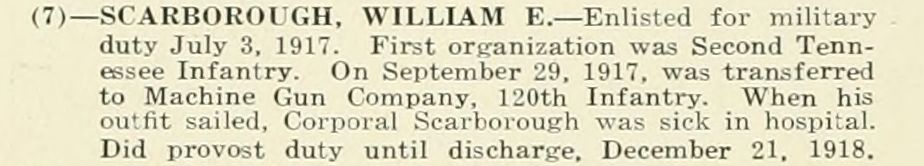 WILLIAM E SCARBOROUGH WWI Veteran