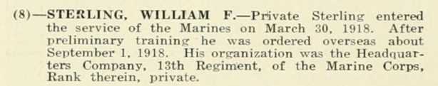 WILLIAM F STERLING WWI Veteran