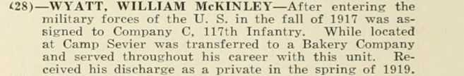 WILLIAM McKINLEY WYATT WWI Veteran