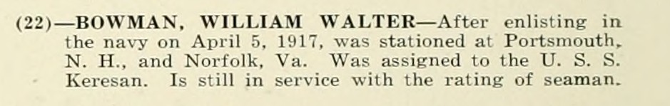WILLIAM WALTER BOWMAN WWI Veteran